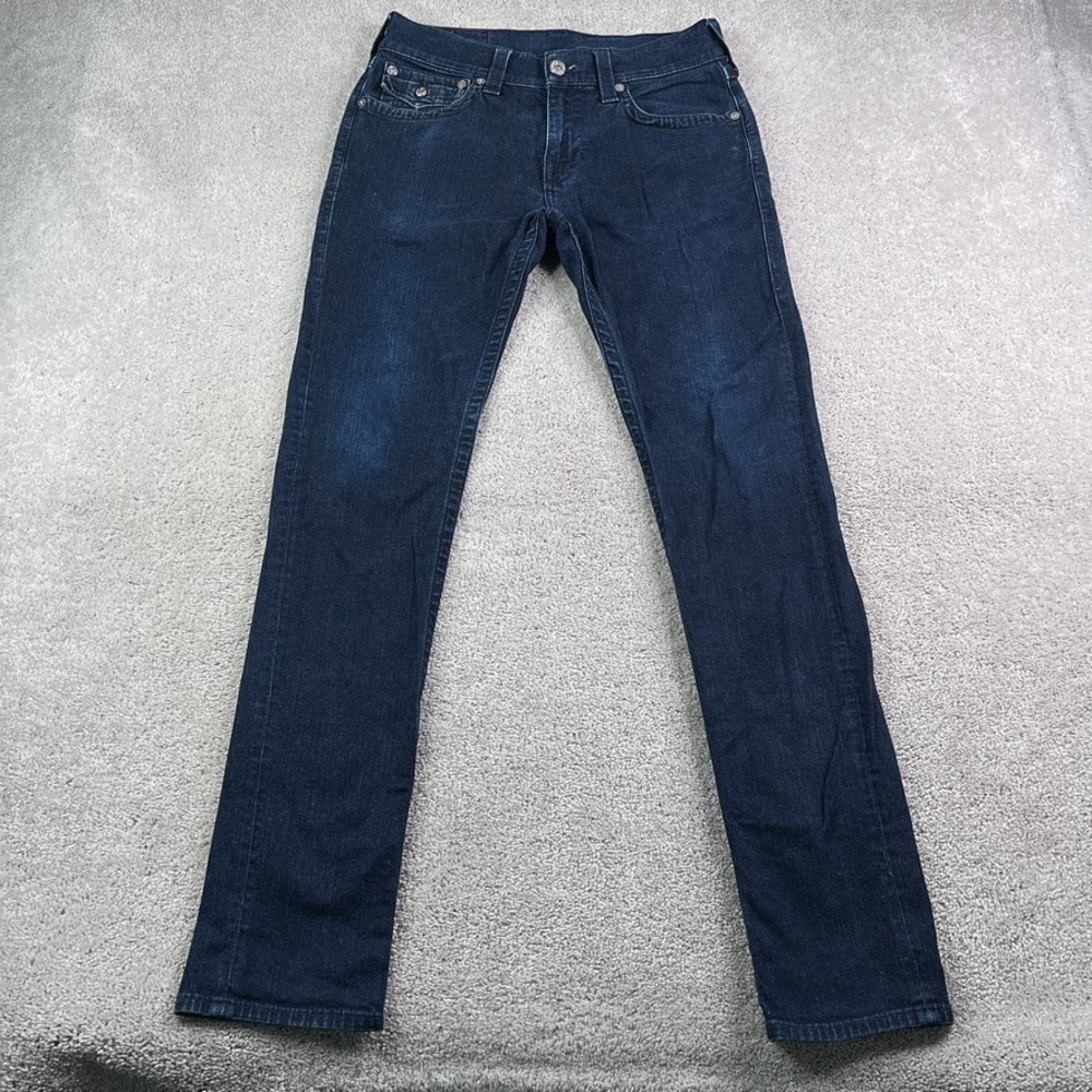 True Religion Jeans Mens 31x34 Blue Rocco Relaxed Skinny Flap Pockets Denim